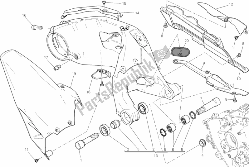 Alle onderdelen voor de Forcellone Posteriore van de Ducati Superbike 1199 Panigale S USA 2013